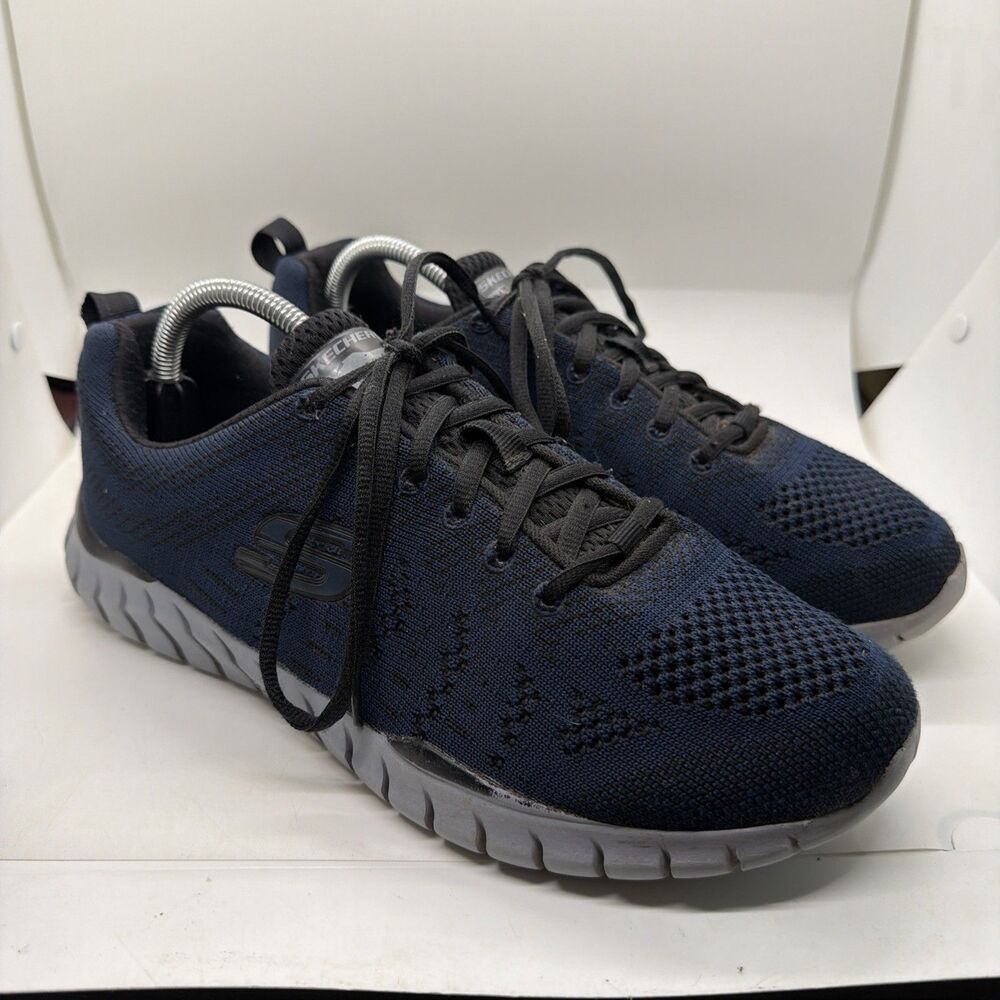 Skechers 52819W Skech-Knit Wide Fit Blue Black Lightweight Athletic Shoes Sz 9.5